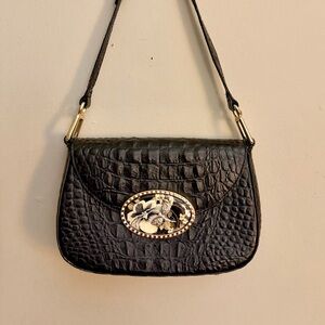 Debbie Brooks Black Crocodile Pattern Bag With Dragonfly Medallion